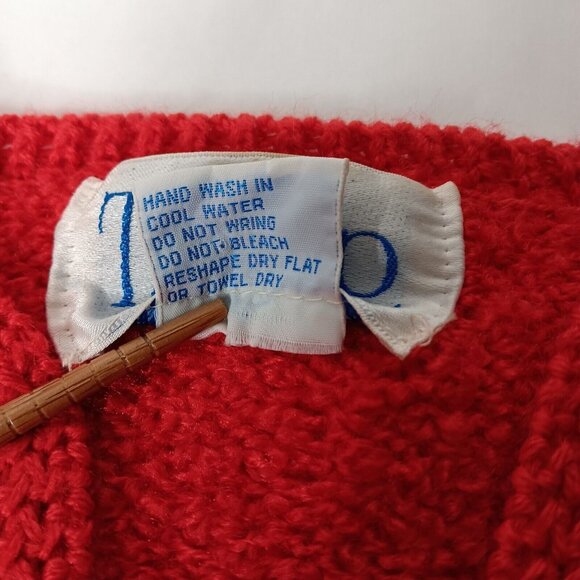 Vtg Tanner Womens Small Sweater Red Cardigan Textured Knit Open Front Holiday - Picture 4 of 10